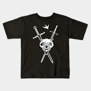 Wolf and Swallow - Animals and Swords Kids T-Shirt